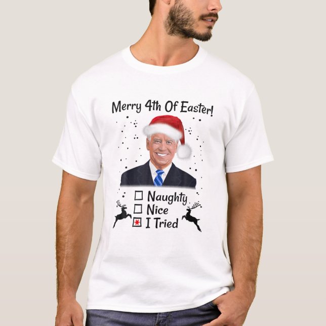 T-shirt Drôle Joe Biden Joyeux 4 E De Pâques Mal Noël (Devant)