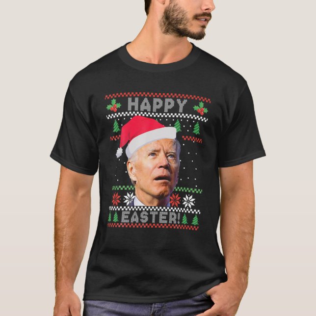 T-shirt Drôle Joe Biden Joyeux Noël hideux de Pâques (Devant)