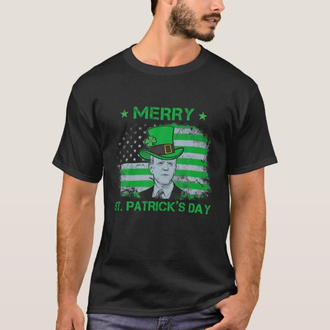 T-shirt Drôle Joe Biden Merry St. Patrick's Day Merry Chri (Devant)