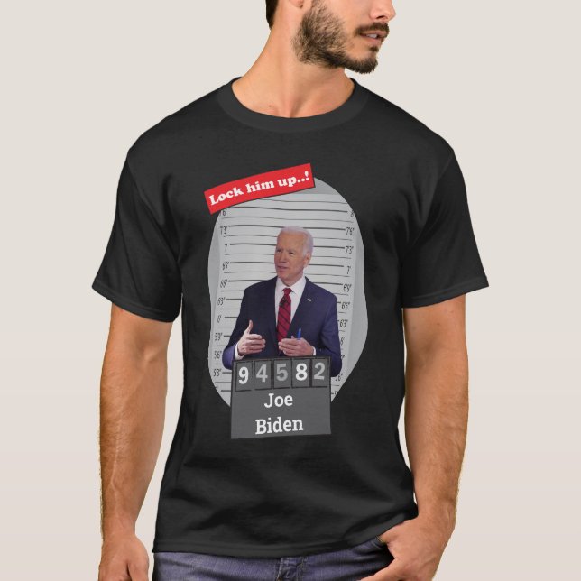 T-shirt Drôle Joe Biden Mugshot Le Verrouiller (Devant)