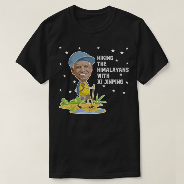 T-shirt Drôle Joe Biden Randonnée L'Himalaya Avec Xi Jinp (Design devant)