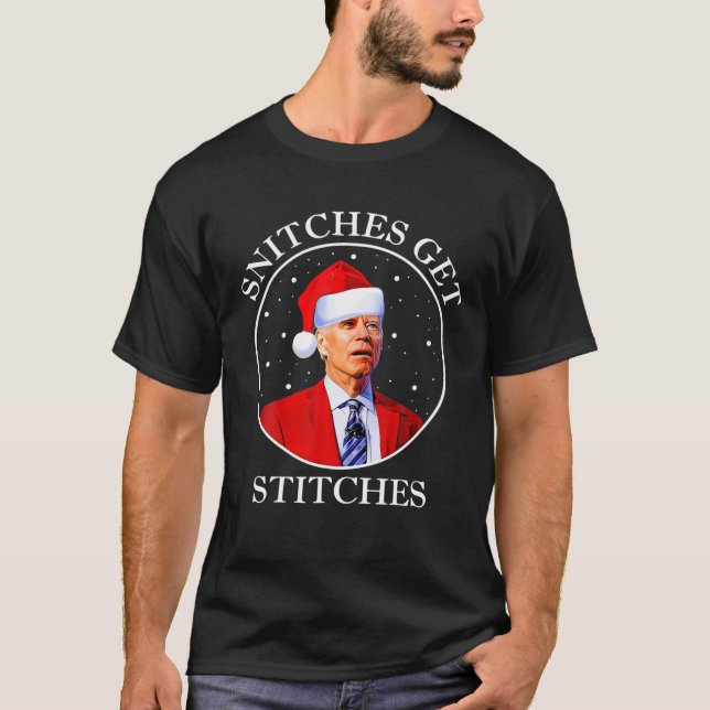 T-shirt Drôle-Joe Biden-Snitches-Get-Stitches-Santa Hat Ch (Devant)