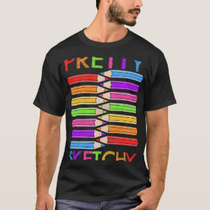 T-shirt Drôle Joli Sketchy Art Pour Hommes Artistiques Fem