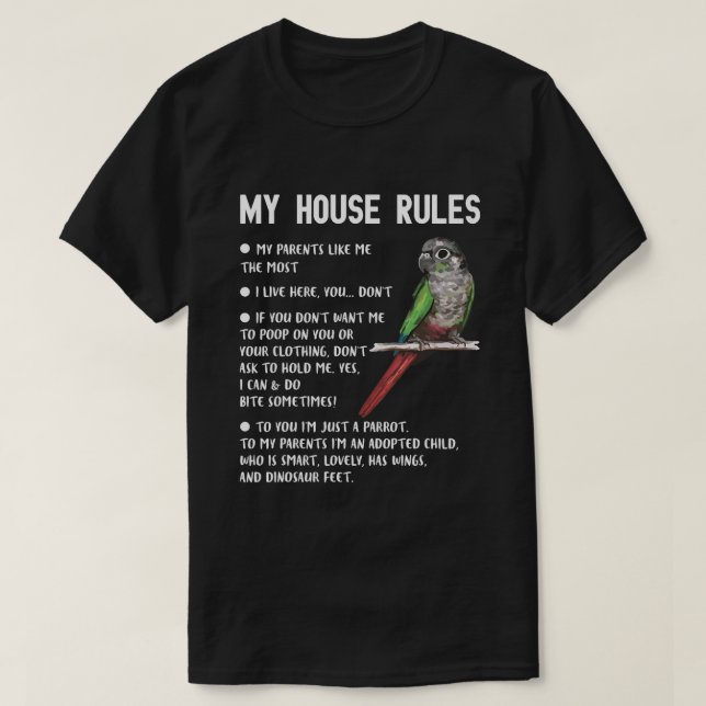 T-shirt Drôle Joue Verte Conure Dit Parrot Oiseau Mo (Design devant)