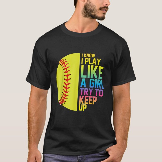 T-shirt Drôle Joueur De Softball Plaisanterie Je Sais Je J (Devant)