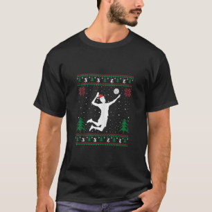T-shirt Drôle joueur de volley-ball Santa Hat Vilain Noël