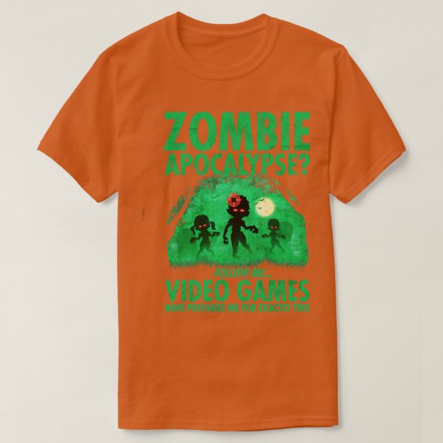 T-shirt Drôle Joueur Vidéo Halloween Zombie (Design devant)