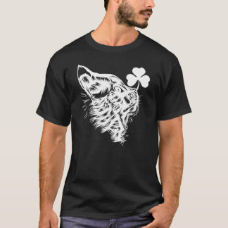 T-shirt Drôle Jour de la Saint Patrick de chat Shamrock