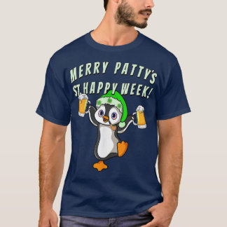 T-shirt Drôle Jour de la Saint Patrick fête Penguin Boire 