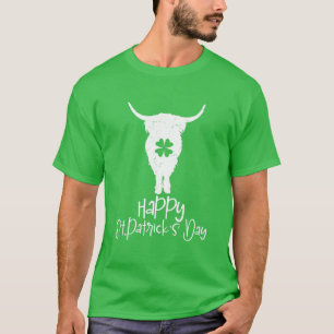 T-shirt Drôle Jour de la Saint Patrick Highland Cow Shamro