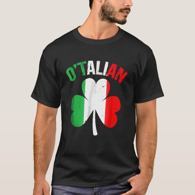 T-shirt Drôle Jour de la Saint Patrick irlandais italien O (Devant)