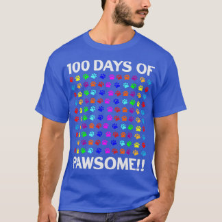 T-shirt Drôle Joyeux 100 Jours de Pawsome de l'école