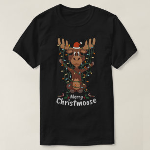 T-shirt Drôle Joyeux Christmoose Mignon Renne de Noël