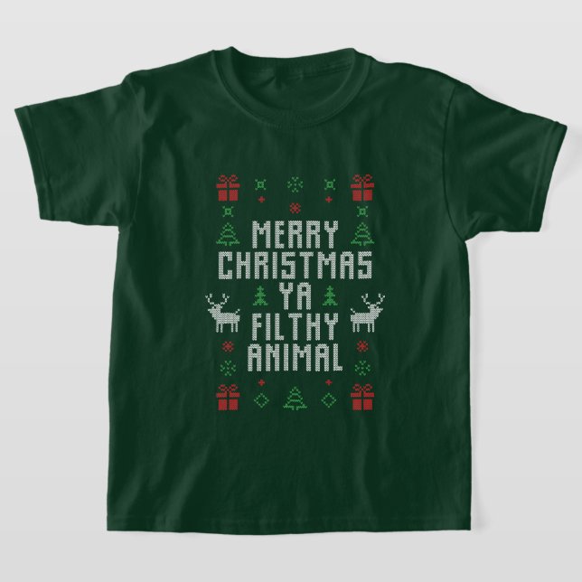 T-shirt drôle Joyeux Noël crasse animal mot art (Poser)