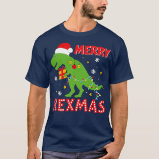 T-shirt Drôle joyeux rexmas avec trex dinosaure pour enfan