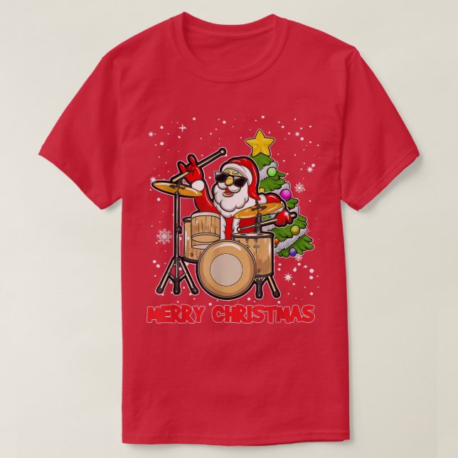 T-shirt Drôle Joyeux Tambour De Noël Et Amoureux Du Batteu (Design devant)