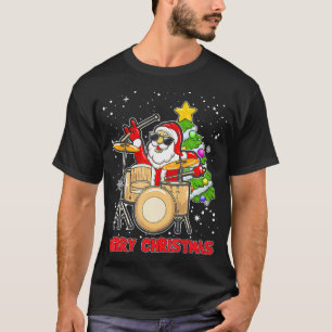 T-shirt Drôle Joyeux Tambour De Noël Et Batteur Père Noël