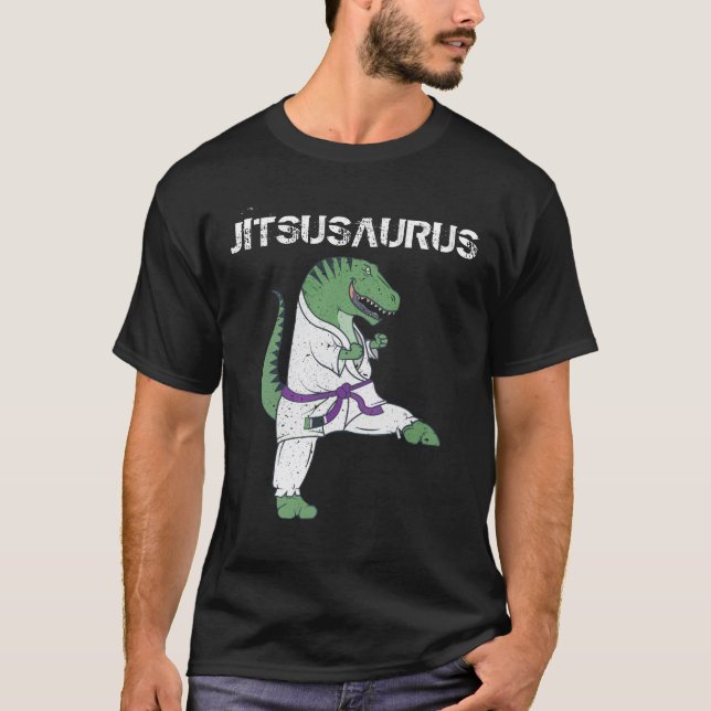 T-shirt  Drôle Jujitsu -T-Rex Jiu Jitsu Black Belt cadeaux (Devant)