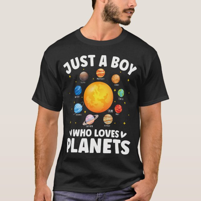 T-shirt Drôle Juste Un Garçon Qui Aime Les Planètes Systèm (Devant)