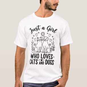 T-shirt drôle Juste une fille qui aime les chats et les ch