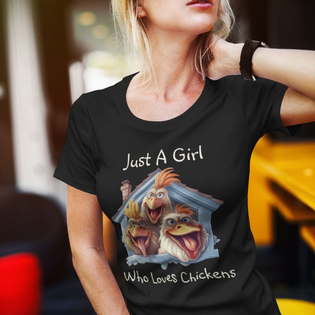 T-shirt Drôle "Juste Une Fille Qui Aime Les Poulets" Graph (Créateur téléchargé)