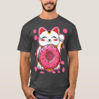 T-shirt Drôle Kawaii Chat Donut Japonaise Anime Filles