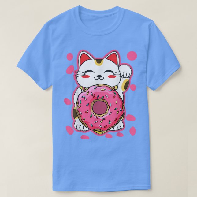 T-shirt Drôle Kawaii Chat Donut Japonaise Anime Filles (Design devant)