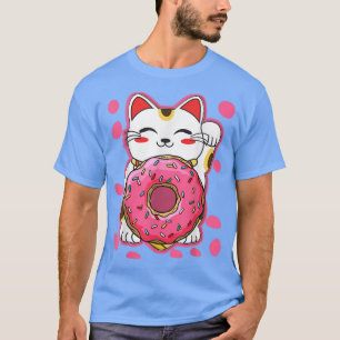 T-shirt Drôle Kawaii Chat Donut Japonaise Anime Filles