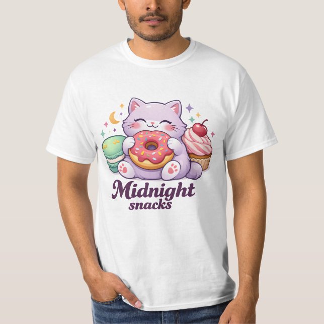 T-Shirt Drôle Kawaii Chat Violet (Devant)