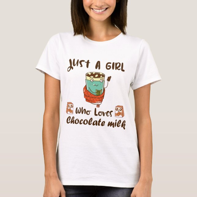 T-shirt Drôle kawaii chocolat design de lait pour filles (Devant)