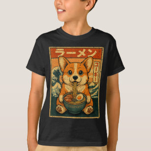 T-shirt Drôle Kawaii Ramen Corgi Nouilles Japonaises Corgi