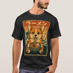 T-shirt Drôle Kawaii Ramen Corgi Nouilles Japonaises Corgi