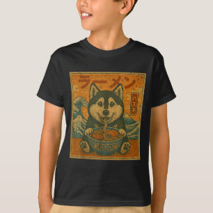 T-shirt Drôle Kawaii Ramen Husky Nouilles Japonaises Husky