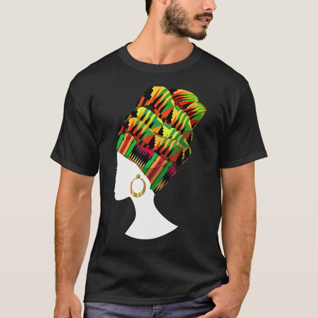 T-shirt Drôle Kente Tête Envelopper Cadeau Pour Afro-Améri (Devant)