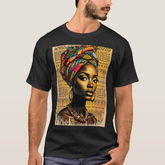 T-shirt Drôle Kente Tête Envelopper Femmes afro-américaine