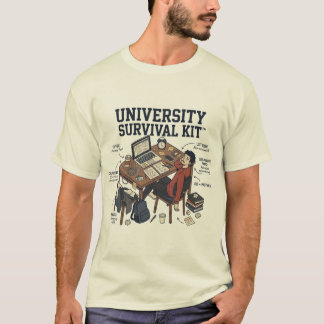 T-shirt Drôle "Kit de Survie Universitaire" Étudiant