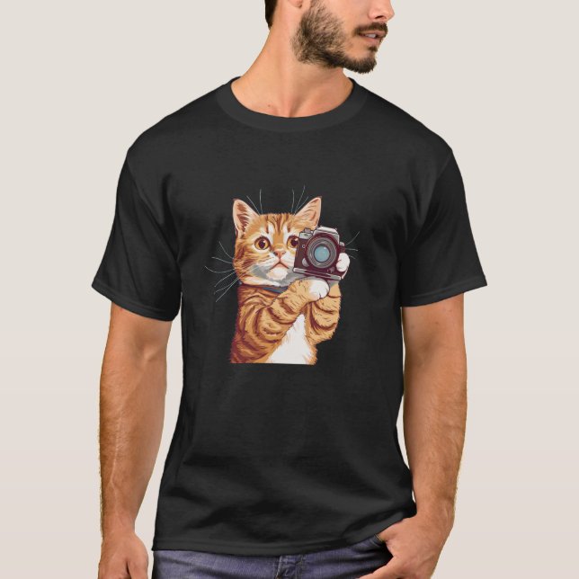 T-shirt Drôle Kitty avec costume de caméra pour animaux de (Devant)