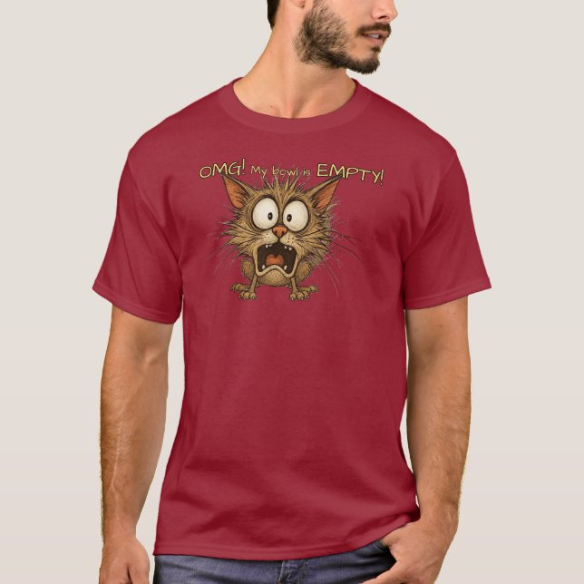 T-shirt Drôle Kitty - OMG ! Mon bol est VIDE ! (Devant)
