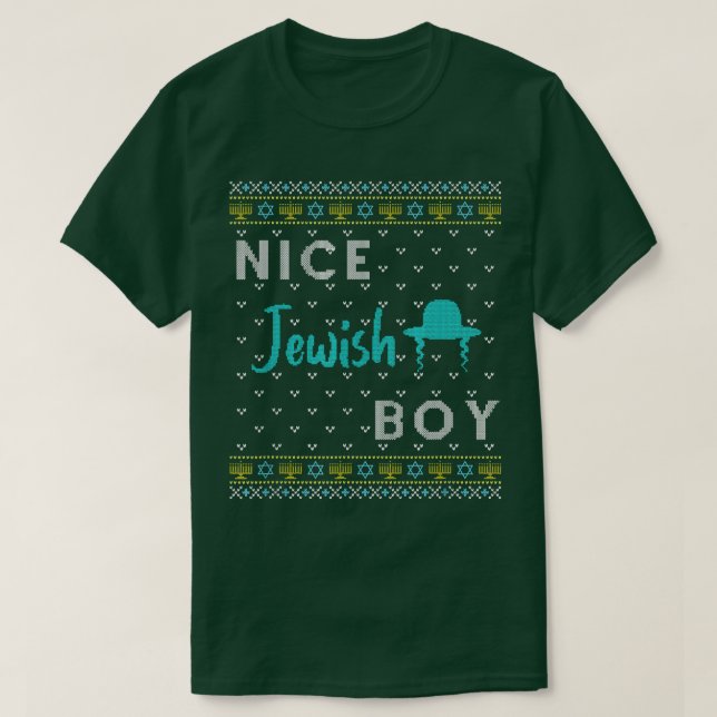 T-shirt Drôle laide Hanoukka Sweater Nice juif garçon  (Design devant)