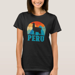 T-shirt Drôle Lama Péruvien Rétro Pérou Alpaca