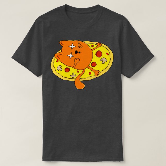 T-shirt Drôle lapidé Pizza Cat (Design devant)