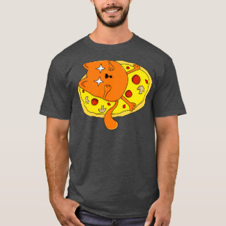 T-shirt Drôle lapidé Pizza Cat