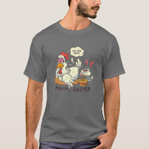 T-shirt Drôle lapin de Pâques ramassant l'oeuf de Pâque