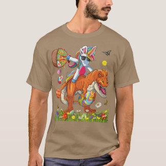 T-shirt Drôle lapin équitation Dinosaure tenant Panier OE