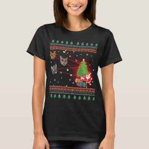T-shirt Drôle Laser Eyes Chat laide lumières de Noël