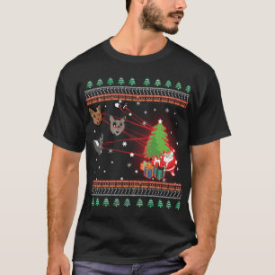 T-shirt Drôle Laser Eyes Chat laide lumières de Noël