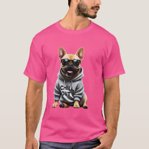 T-shirt Drôle Lazy Français Chien Chien Chien Chillin Chie