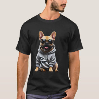 T-shirt Drôle Lazy Français Chien Chien Chien Chillin Chie