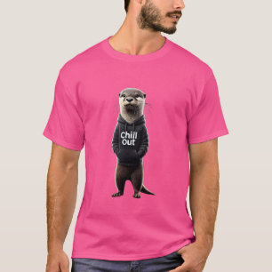 T-shirt Drôle Lazy Otter Chillin Relaxant Chill Out Animal
