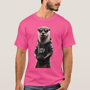 T-shirt Drôle Lazy Otter Chillin Relaxant Chill Out Animal